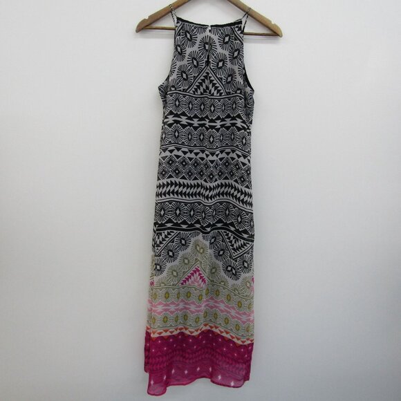 Old Navy Multicolor Tribal Print Halter Maxi Dress Women XS Boho Summer Festival - Picture 4 of 13